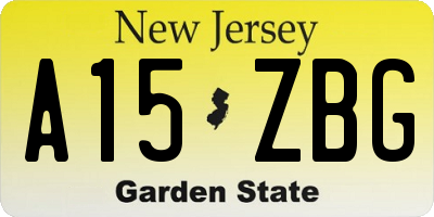 NJ license plate A15ZBG