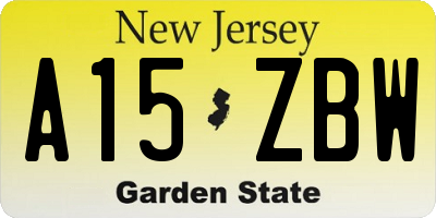 NJ license plate A15ZBW