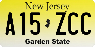 NJ license plate A15ZCC
