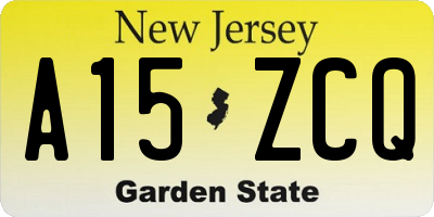 NJ license plate A15ZCQ