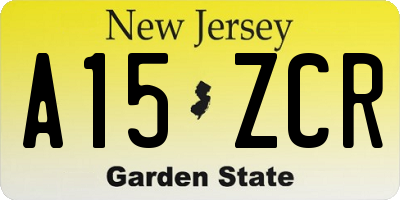 NJ license plate A15ZCR
