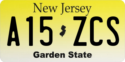 NJ license plate A15ZCS