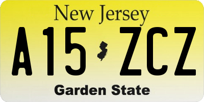 NJ license plate A15ZCZ