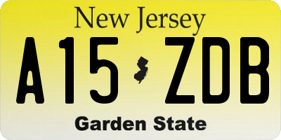 NJ license plate A15ZDB