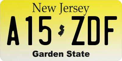 NJ license plate A15ZDF
