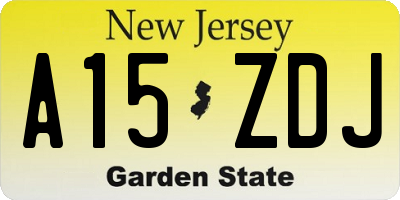 NJ license plate A15ZDJ