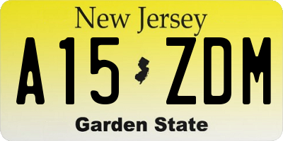 NJ license plate A15ZDM