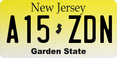 NJ license plate A15ZDN