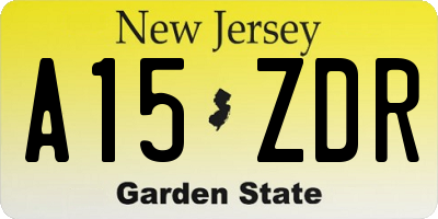 NJ license plate A15ZDR