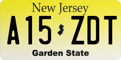 NJ license plate A15ZDT