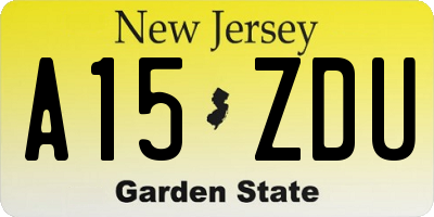 NJ license plate A15ZDU
