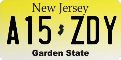NJ license plate A15ZDY