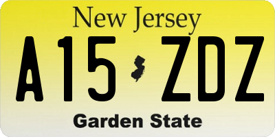 NJ license plate A15ZDZ