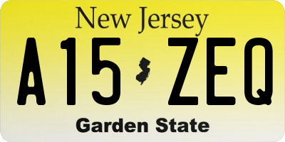 NJ license plate A15ZEQ