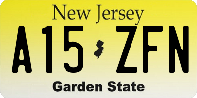 NJ license plate A15ZFN