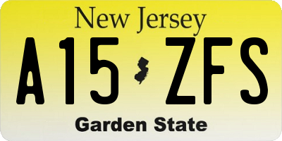 NJ license plate A15ZFS