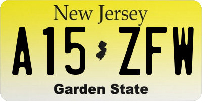 NJ license plate A15ZFW