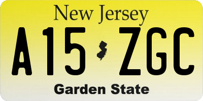 NJ license plate A15ZGC
