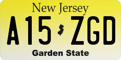 NJ license plate A15ZGD
