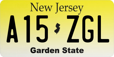 NJ license plate A15ZGL
