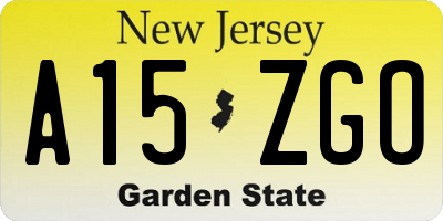 NJ license plate A15ZGO