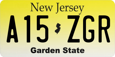 NJ license plate A15ZGR