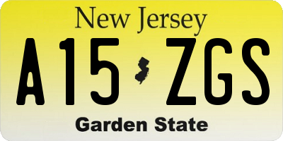 NJ license plate A15ZGS