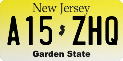NJ license plate A15ZHQ