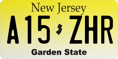 NJ license plate A15ZHR