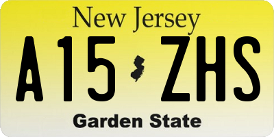 NJ license plate A15ZHS