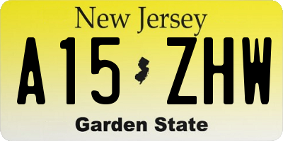 NJ license plate A15ZHW