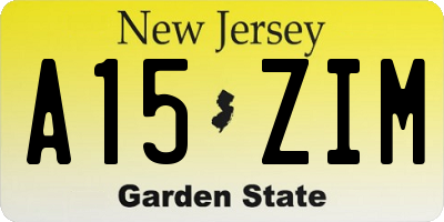 NJ license plate A15ZIM