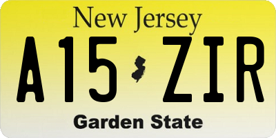 NJ license plate A15ZIR