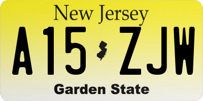 NJ license plate A15ZJW