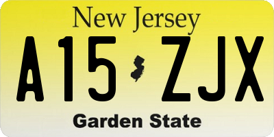 NJ license plate A15ZJX
