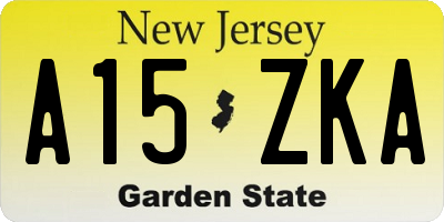 NJ license plate A15ZKA