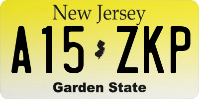 NJ license plate A15ZKP
