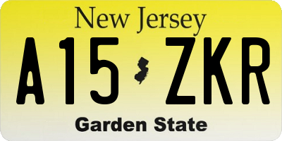 NJ license plate A15ZKR
