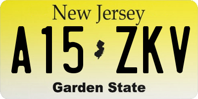 NJ license plate A15ZKV