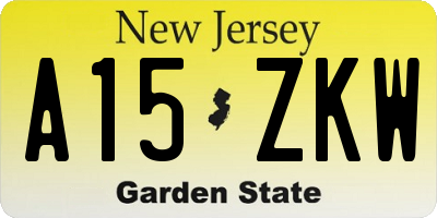 NJ license plate A15ZKW