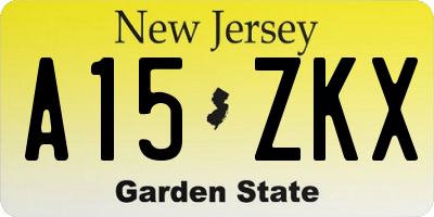 NJ license plate A15ZKX