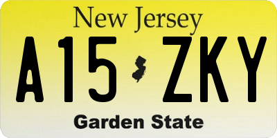 NJ license plate A15ZKY