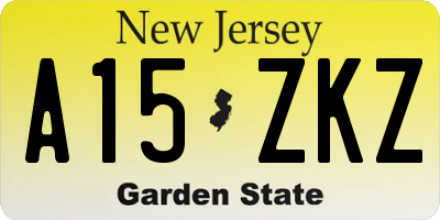 NJ license plate A15ZKZ