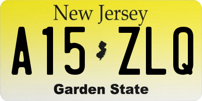 NJ license plate A15ZLQ