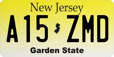 NJ license plate A15ZMD