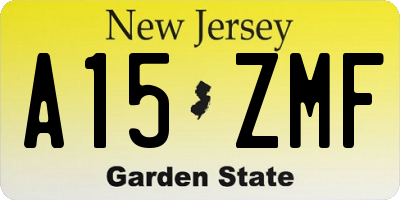 NJ license plate A15ZMF
