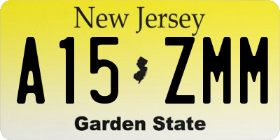 NJ license plate A15ZMM