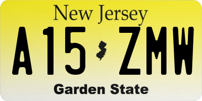 NJ license plate A15ZMW