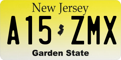 NJ license plate A15ZMX
