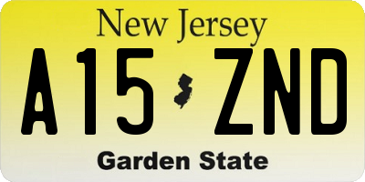 NJ license plate A15ZND
